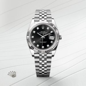 Rolee_x Oyster Perpetual Date Just Diamond Silver-Black-Diamond