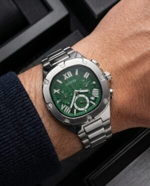 Guess Square Chronograph Silver-Green