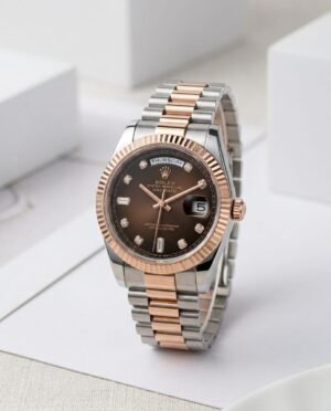 Rolee_x Oyster Perpetual Day Date Diamond 2Ton-Copper-Brown 40 Battery